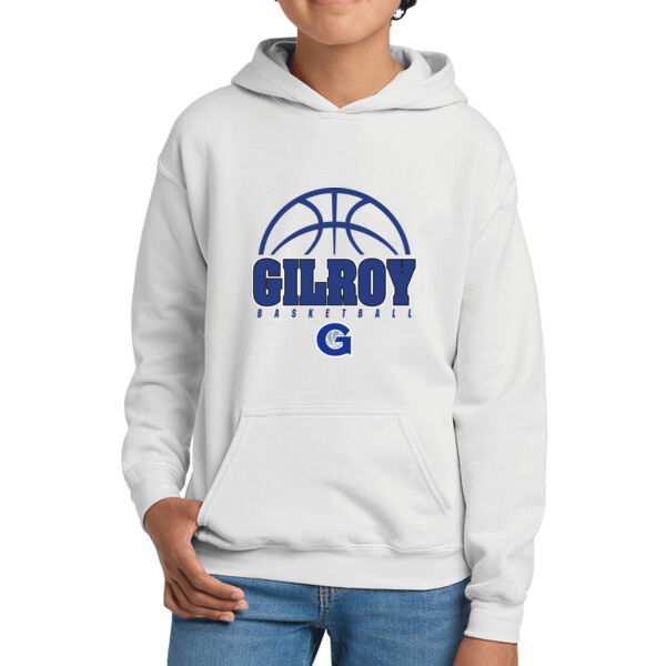 Gilroy Girls Basketball White Youth Heavy Blend Hooded Sweatshirt Thumbnail