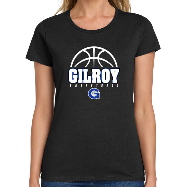 Gilroy Girls Basketball Ladies Black Heavy Cotton 100% Cotton T Shirt Thumbnail