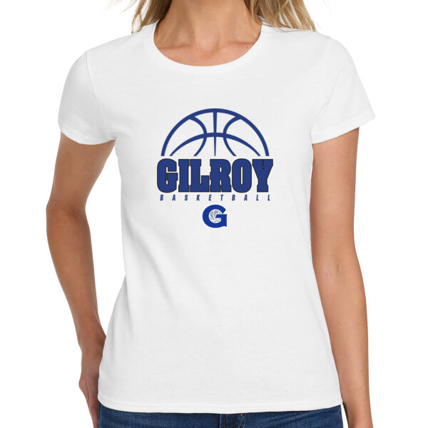 Gilroy Girls Basketball Ladies White Heavy Cotton 100% Cotton T Shirt Thumbnail